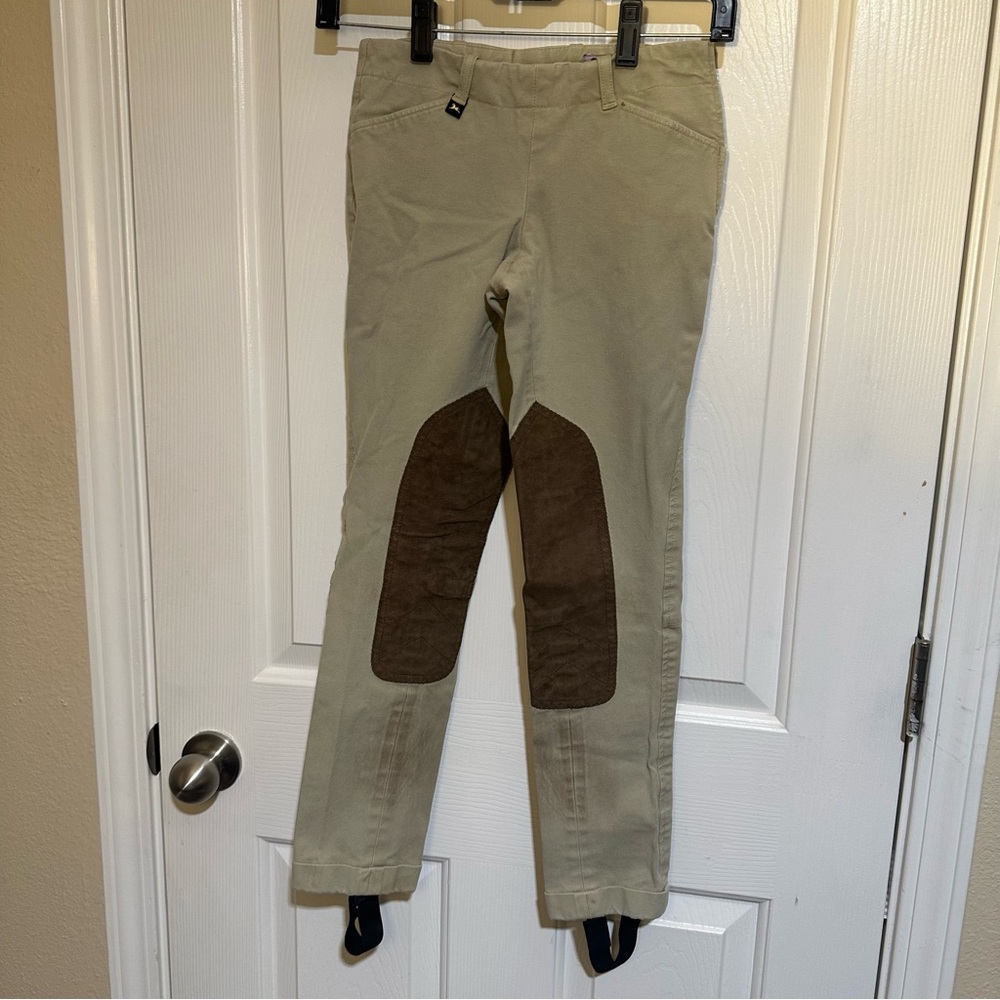 Stylish Kids Tan Riding Pants with Brown Patches